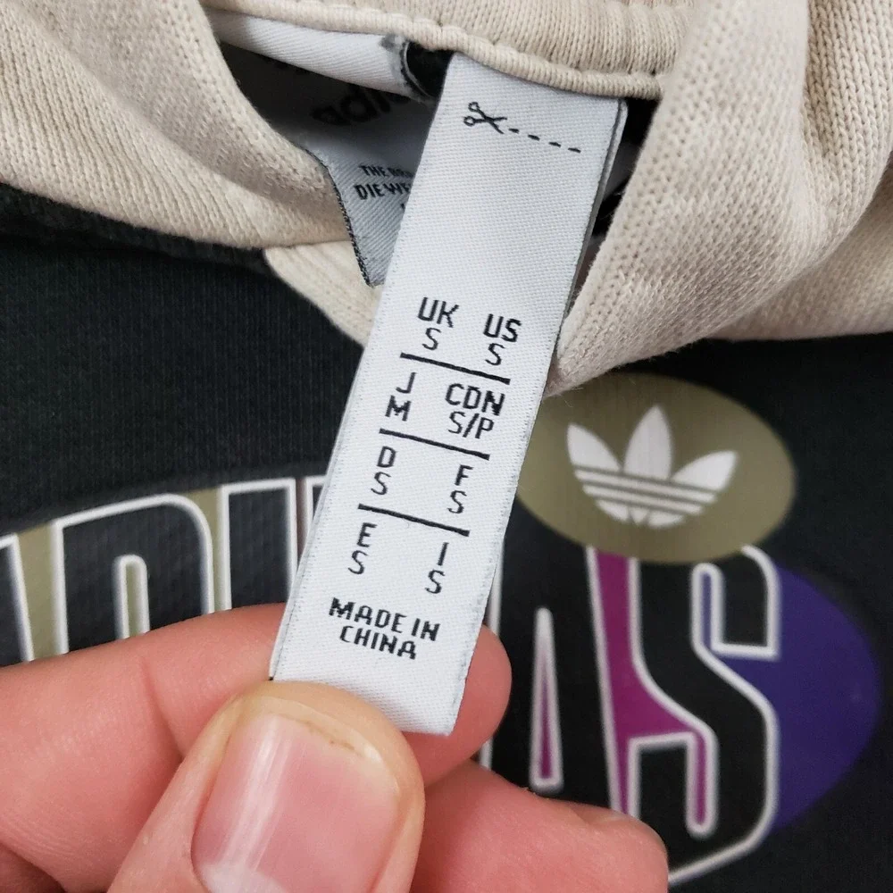 Adidas Sweater Mens Small Black Brown Colorblock Hoodie Sweatshirt Logo Adult‎